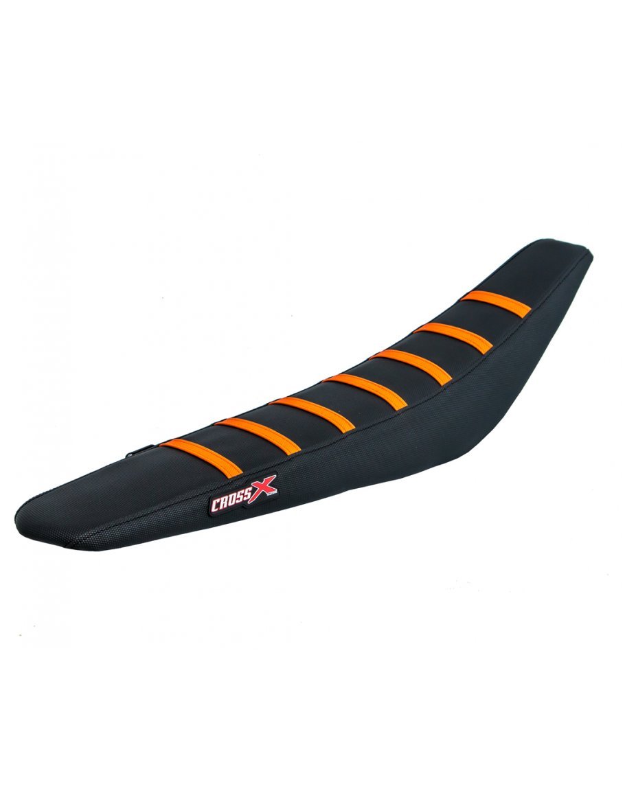 Poťah sedadla CrossX stripes KTM SX/SXF/XCF 11-15, XC-EXC-EXCF 12-16 čierna/čierna/oranžová
