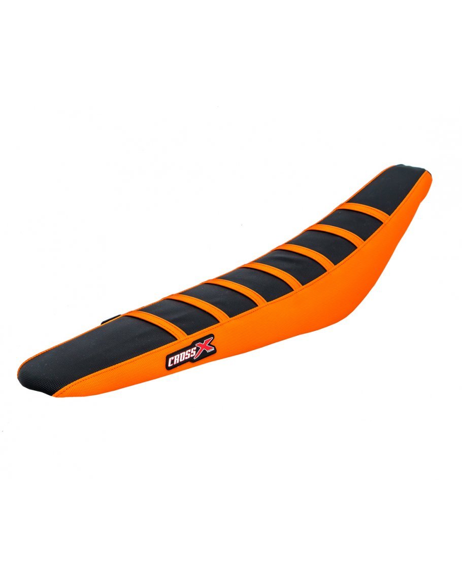 Poťah sedadla CrossX stripes KTM SX/SXF/XCF 16-18, EXC-EXCF-XC 17-19 čierna/oranžová/oranžová