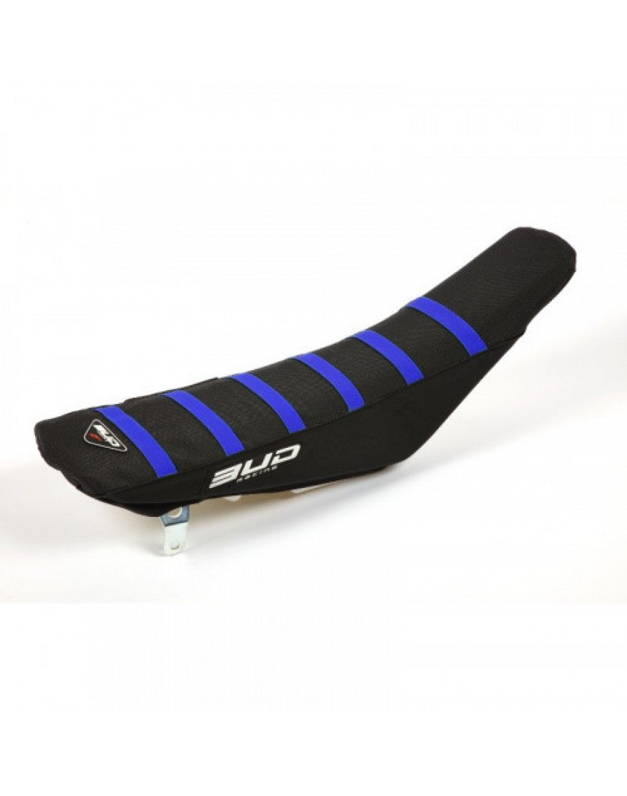 Poťah sedla BudRacing KTM SX/SXF 19-20,EXC/EXCF 2020 black / blue stripes