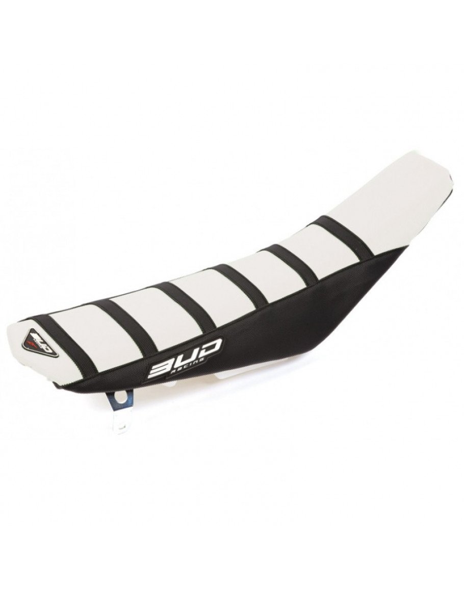 Poťah sedla BudRacing TC/FC 16-18,TE/FE 17-19 white/black/black stripes