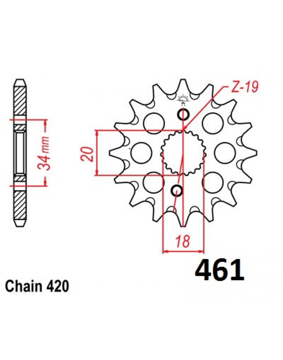 Vývodové sekundárne koliečko CRF 150 e461 14-15 zubov