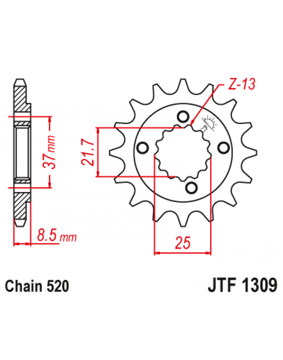 Vývodové sekundárne koliečko Honda XR600/650,TRX400 13-14 zubov