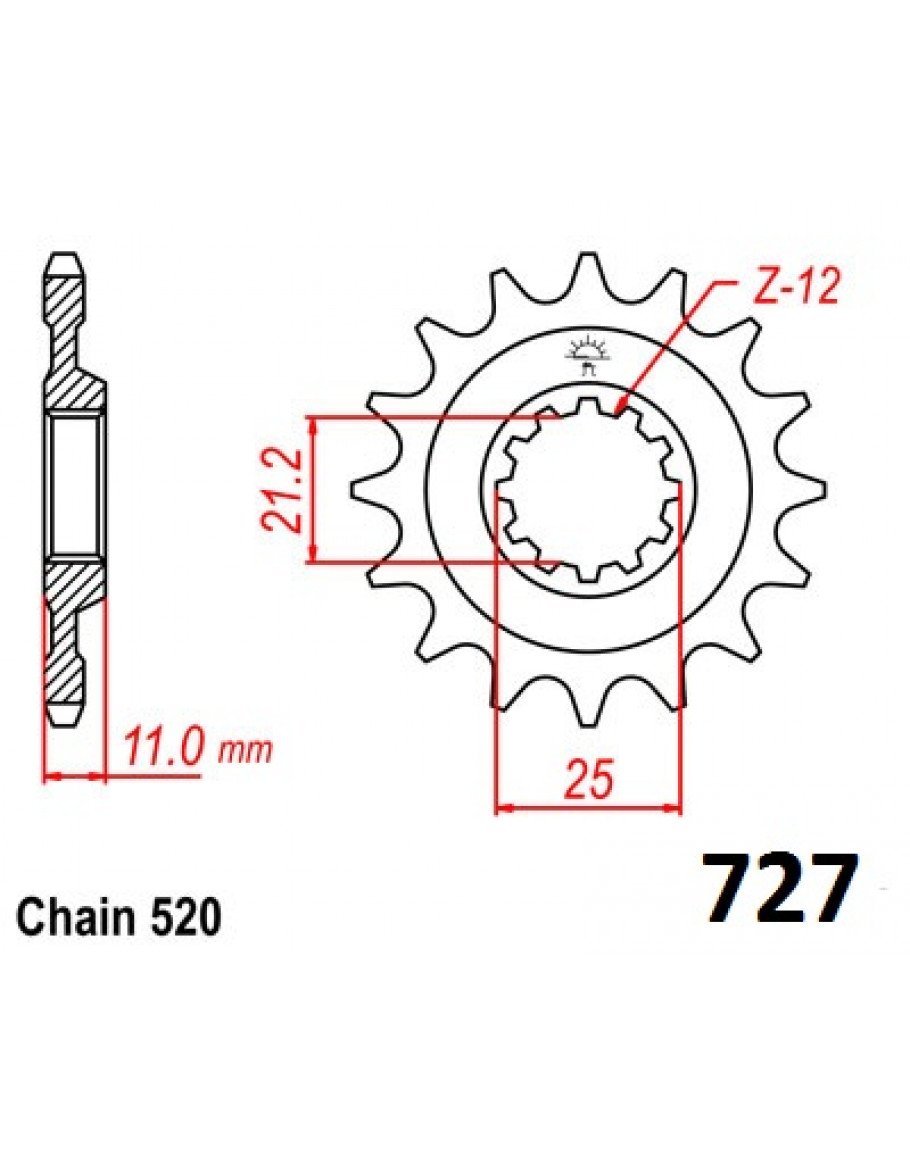 Vývodové sekundárne koliečko Husqvarna e727 14/16 zubov