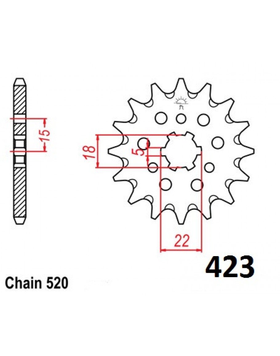 Vývodové sekundárne koliečko KX 125 e423 12-13 zubov
