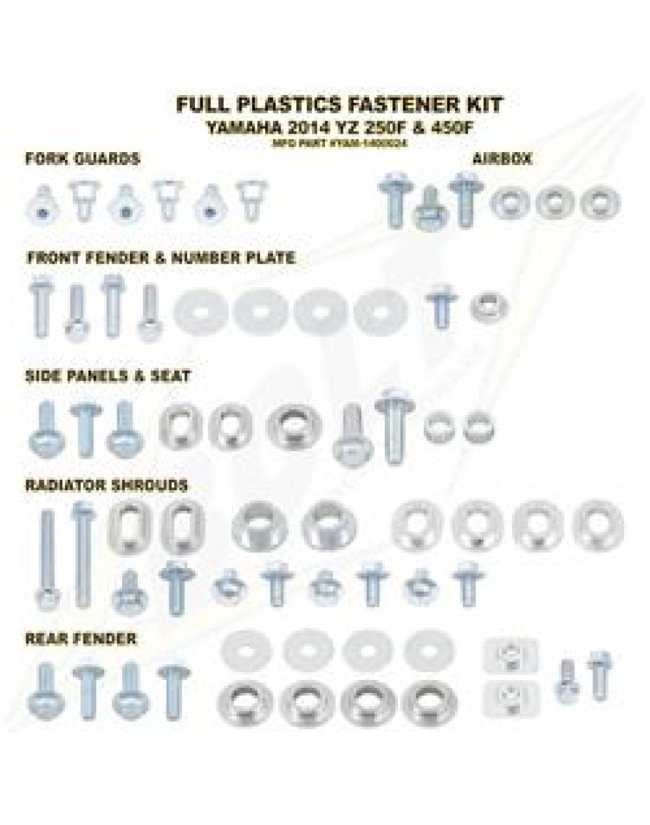 Sada skrutiek na plasty YZF 250 14-18, YZF 450 14-17