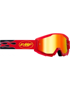 Okuliare 100% FMF POWERCORE Flame red so zrkadlovým sklom