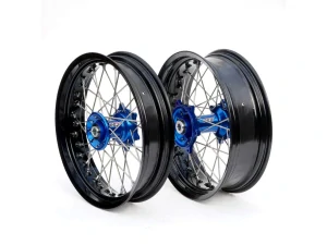 Predné koleso REX 17-3,50 pre HUSQVARNA TE&FE ( r. 14-15 ) + TC&FC ( r. 14 ) ČIERNY RÁFIK / MODRÝ NÁBOJ