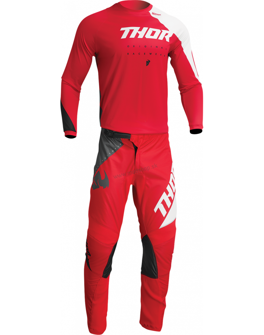 Nohavice Thor Sector Edge red/white 2023