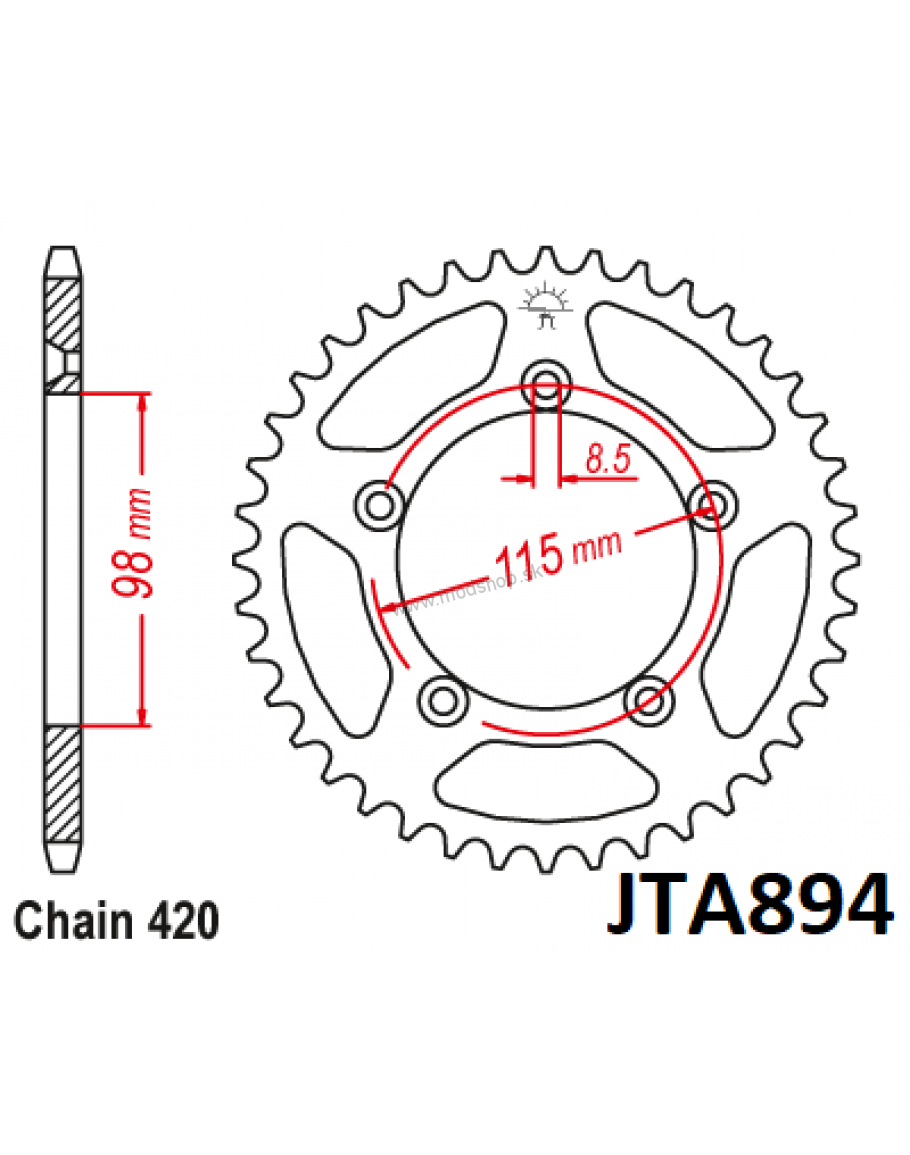 Rozeta KTM SX 65,Husqvarna TC 65,Gas-Gas MC 65 JT dural oranžová
