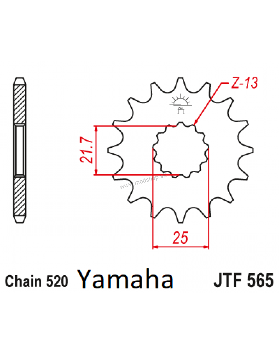 Vývodové koliečko Yamaha YZ 250,YZF/WRF 400-450,Kawasaki KX 250 13 zubové